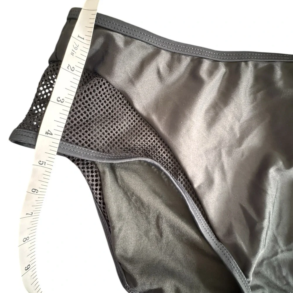 Women’s Solid Black High Waist High Leg Cut Bikini Swim Bottom Size 1 XL